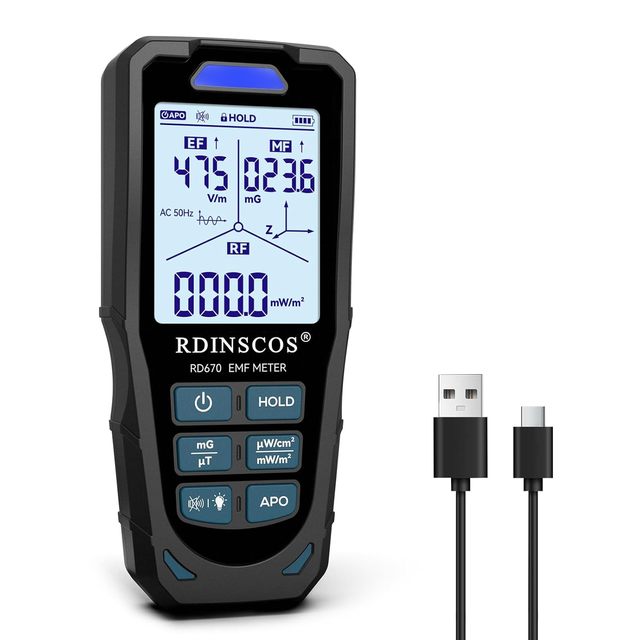 RD-670 Electromagnetic Field Radiation Detector Handheld Portable Radio Frequency Tester 3in1 EMF Meter Detector