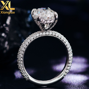 Anillo de Boda de Oro Blanco de 10k con Moissanita D VVS de Corte Hielo Ovalado Personalizado, Chapado en Oro de 18k, Engaste de Garra, 4g - Product Image 5