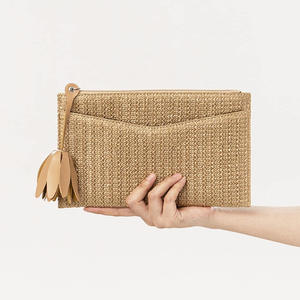 Style bohème Vintage été plage décontracté Boho <span class=keywords><strong>paille</strong></span> soirée <span class=keywords><strong>pochette</strong></span> élégante quotidienne gland tressé fermeture éclair <span class=keywords><strong>pochette</strong></span> - Product Image 1