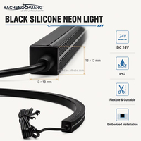 Kit de 4 bandes LED flexibles en silicone noir IP65, 2,4 m, lumière néon blanc chaud pour mur en bois acoustique d'hôtel