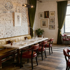 <span class=keywords><strong>Table</strong></span> et chaises de restaurant vintage en pierre frittée carrée, <span class=keywords><strong>avec</strong></span> banquette en cuir, pour usage commercial - Product Image 2