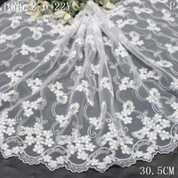 Dentelle Élastique Broderie Extensible 20cm Tissu Dentelle Noir Vintage Broderie Florale pour Lingerie Féminine