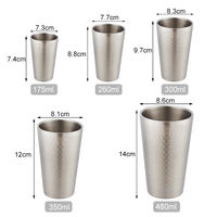 Tasses à café en métal à double paroi, design martelé, 6oz, 9oz, 12oz, 15oz, incassables, en acier inoxydable 304, pour bière
