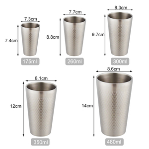 Vasos de Café de Metal de Doble Pared con Diseño Martillado de 6oz, 9oz, 12oz y 15oz, Irrompibles, de Acero Inoxidable 304, para Cerveza - Product Image 2