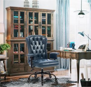 Chaises de bureau en cuir PU pour la maison et le bureau, chaises d'ordinateur confortables pour adultes, chaise de bureau ergonomique de direction avec roulettes en caoutchouc - Product Image 5
