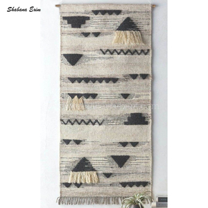 Tapisserie murale en coton tissé à la main de haute qualité, décoration murale bohème, art tissé jacquard avec franges - Product Image 5