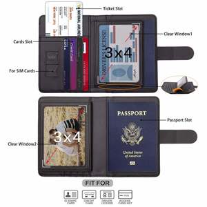 Agenda de voyage en cuir PU A5, couverture rigide, blocage RFID, reliure thermique, pour cartes de crédit/passeport/cartes SIM - Product Image 3