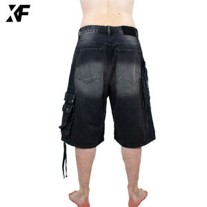 شورت جينز رجالي أصلي من XUFEI بتصميم مخصص، ملابس الشارع، 100% قطن، فضفاض، بنمط كارجو، معالج بالحمض - Product Image 3