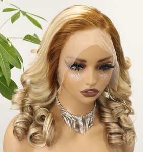 Wig Rambut Asli Pirang Abu dengan Akar Gelap, Lace Front 13x4, Gelombang Longgar, 100% Rambut Brasil, Highlight Pirang 613 - Product Image 1