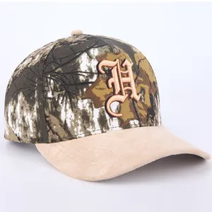 Yüksek kaliteli açık avcılık beyzbol kapaklar özel logo gerçek ağaç camo beyzbol şapkaları