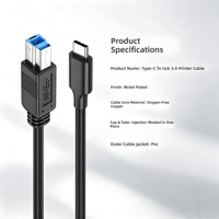 Adaptador de cable de impresora USB 3.0 tipo C macho a USB-B macho para ordenador portátil, escáner, copiadora