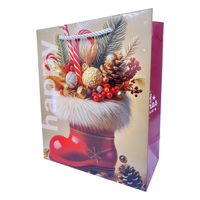 Sacs cadeaux de Noël personnalisés en papier cartonné blanc avec logo et poignées pour les achats de Noël, les vêtements et l'emballage de détail