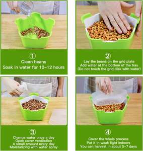 Nampan penumbuh Wheatgrass sehat, Sprouter biji bebas tanah kapasitas besar PP dengan tutup dapat digunakan kembali - Product Image 4