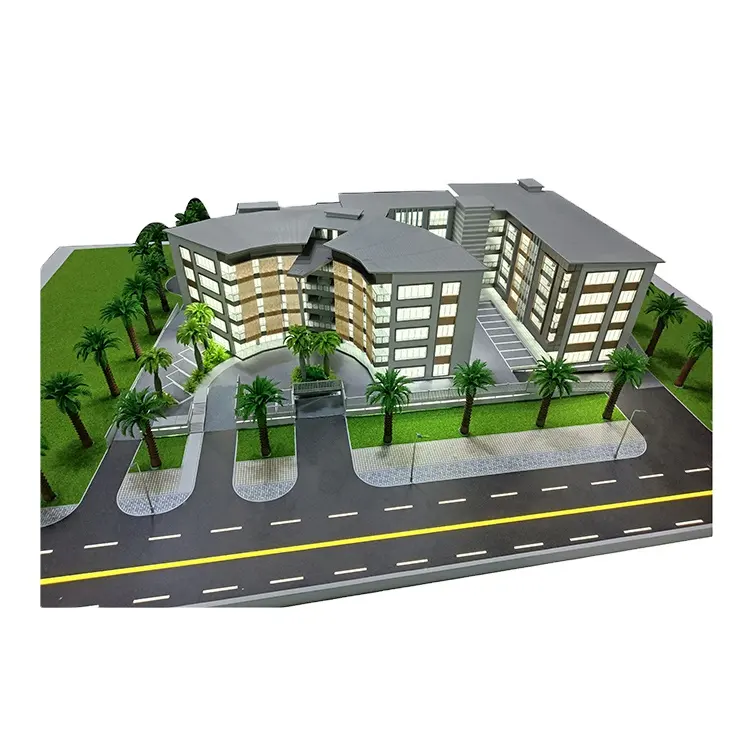 プレゼンテーション用のミニチュアアパートデザインの3D建築モデル