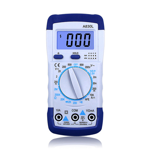 LCD Digital Multimeter AC DC Voltage Diode Frequency Multitester Current Tester Luminous Display with Buzzer Function A830L