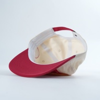 Casquette de baseball non structurée 5 panneaux rétro 2026 avec logo personnalisé « LOVE YOURSELF » broderie 3D en relief, coloris crème et rouge, vente en gros