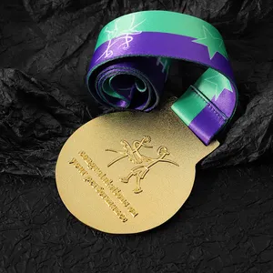 Metall Gold benutzer definierte Schaufenster Bodybuilding Tanz stern Medaille mit Band