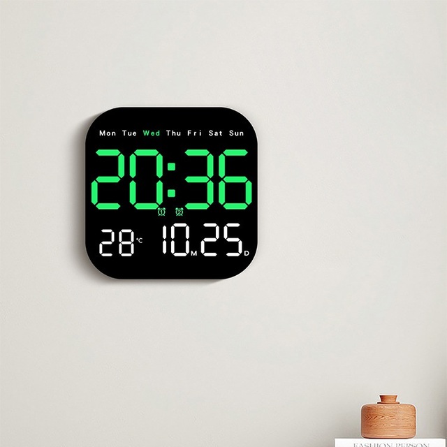 YIZHI Multifunctional Large Screen LED Wall Clock Remote Control Digital Alarm Clock Display Calendar Temperature Table Clocks