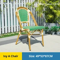 Style moderne Balcon extérieur Loisirs Chaise en rotin Dossier Simple Table française Internet Café Ensemble de chaises Style français Imperméable