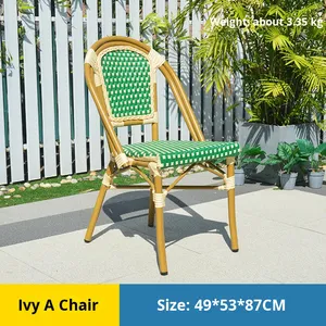 Style moderne Balcon extérieur Loisirs Chaise en rotin Dossier Simple <span class=keywords><strong>Table</strong></span> française Internet Café Ensemble de chaises Style français Imperméable - Product Image 6