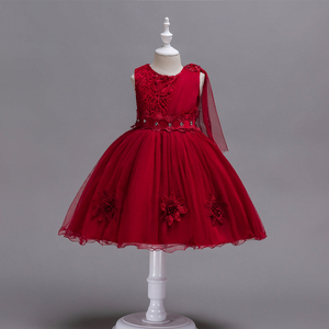 Abito Estivo per Bambine in Stile Coreano, Nuovo Design con Pizzo, Senza Maniche, Vestito da Cerimonia per Bambine, <span class=keywords><strong>Abbigliamento</strong></span> per Feste di Compleanno, Rosso - Product Image 5