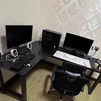 Bureau d'angle pour la maison, bureau de jeu en forme de L, bureau d'ordinateur avec étagère