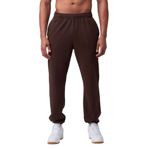 Autumn Wear Breathable Side Pockets Midweight Men's Solid <b>Brown</b> Cotton Sweatpants Elastic Waist Casual <b>Joggers</b> For Men - Product Image 1