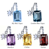 Pendentif DIY en argent sterling 925 plaqué rhodium avec pierre précieuse naturelle taille émeraude, vente en gros d'usine, pour femme, cadeau, usage quotidien