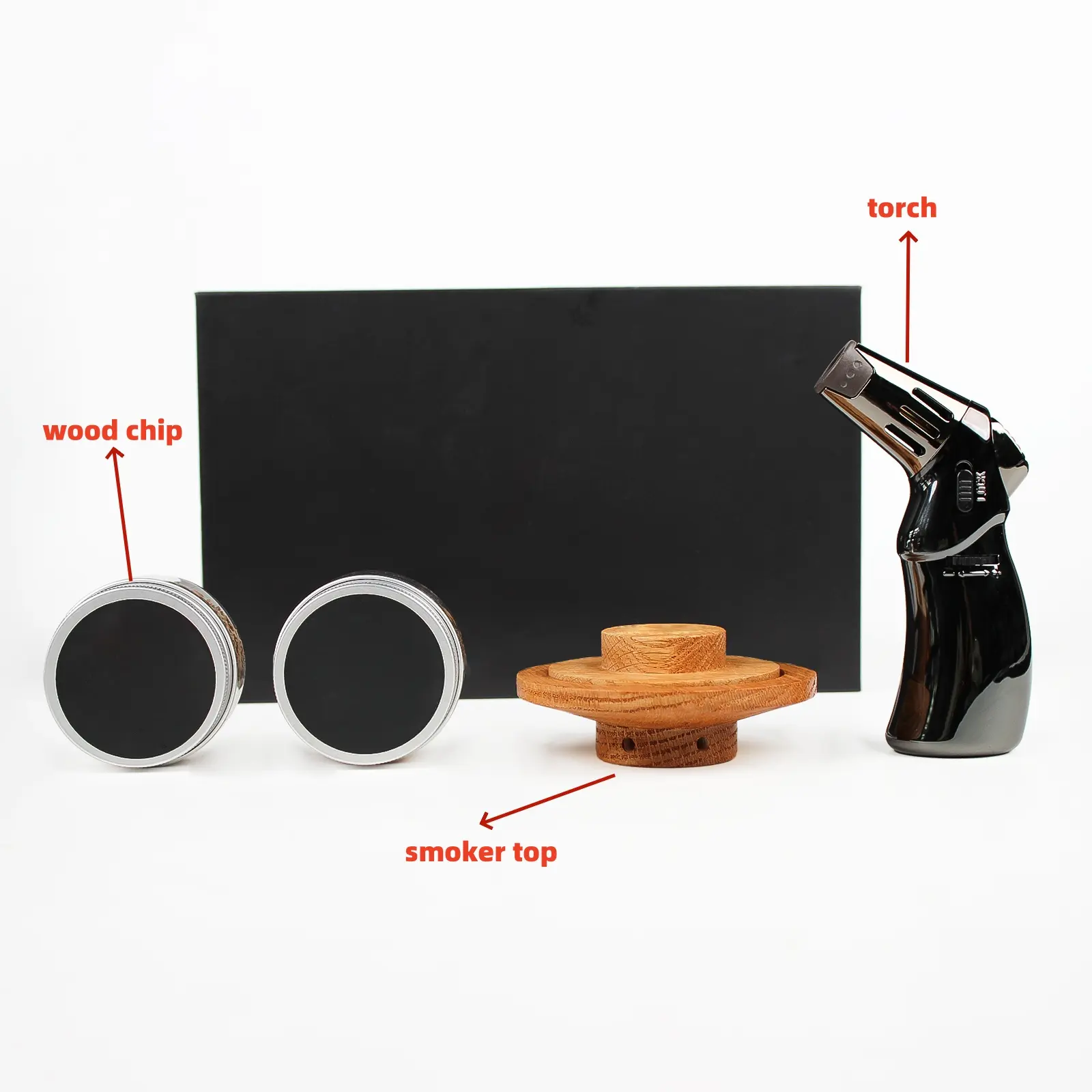 블랙 선물 상자 칵테일 위스키 스모커 키트 남성용 2 가지 맛과 2 개의 상자 우드 칩, 아빠, 남편 선물