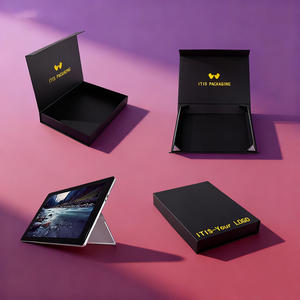 Petite boîte d'emballage magnétique pliante enduite de luxe personnalisée de haute qualité pour ordinateur <span class=keywords><strong>portable</strong></span> avec fonction haut de gamme en relief - Product Image 1