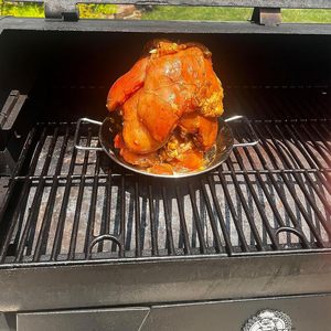 Four à barbecue vertical Al Pastor avec fumoir, boîte de 10 pouces, plat de cuisson pour <span class=keywords><strong>dinde</strong></span>, 5 grilles amovibles en bambou et charbon de bois - Product Image 6