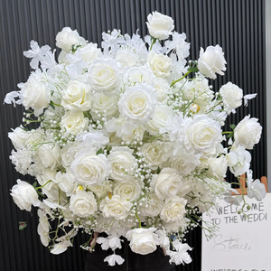Promotion : boules de fleurs géantes en soie, 50 cm, 60 cm, 70 cm et 80 cm, orange brûlé et blanc, pour centres de table de mari - Product Image 2