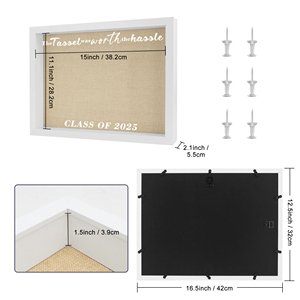 Đen tốt nghiệp kỷ niệm hộp Bóng khung tường, lưu niệm cho nắp, tua, và hình ảnh, ý tưởng trang trí tiệc Grad - Product Image 2