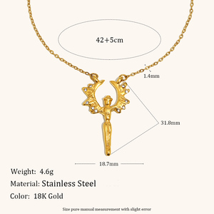 Collar con colgante de Ángel chapado en oro Dingran con detalles de cristal brillante, joyería espiritual de inspiración celestial - Product Image 4