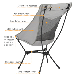 Custom Logo Outdoor 7075 Aluminum Alloy Compact Portable High Back Foldable Moon Chair <b>Camping</b> Ultralight Chair for <b>Hiking</b> - Product Image 3