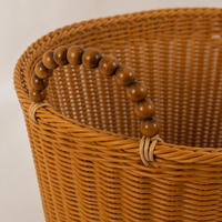 Panier de rangement USB mini portable en rotin naturel, écologique, multifonction, design étoile et lune, LED blanc chaud