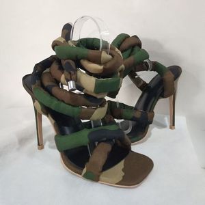 Sandalias de Damas fancyb ดีไซเนอร์มีสายรัดหนาผูกเชือกรองเท้าส้นสูงมีสายรัด - Product Image 4