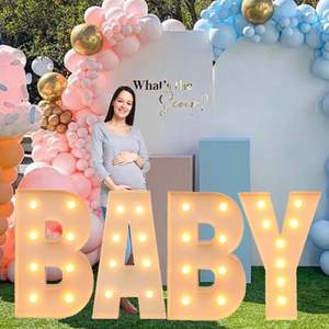 Enseigne lumineuse LED pour bébé, alimentée par piles, décorations pour baby shower, révélation du sexe et fêtes d'anniversaire pour enfants - Product Image 1