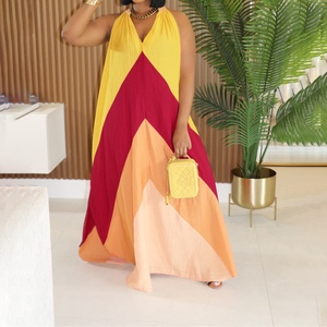 Vestidos de Verano Holgados sin Mangas con Cuello en V y Combinación de Colores para Mujer - Product Image 6