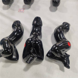 Doğal siyah obsidian taş yapay penis penis özel insansı şekilli kristal adam yapay penis horoz - Product Image 5