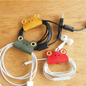 Leather data <b>cable</b> organizer clip, cartoon frog head <b>cable</b> winder, data <b>cable</b> and earphone holder. - Product Image 1