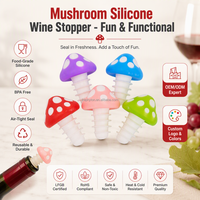 Bouchon de bouteille en silicone personnalisé avec logo en forme de champignon pour cadeaux et fêtes, bouchon flexible hermétique, norme LFGB, prêt à être expédié
