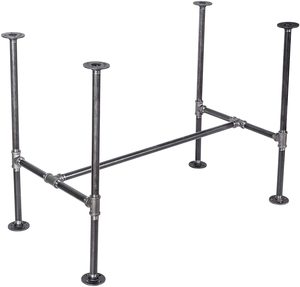 Industrial <strong>Desk</strong>, Computer Laptop <strong>Desk</strong> with <strong>Shelves</strong>, Industrial Bookcase <strong>Desk</strong> Wall Mount <strong>Floating</strong> Pipe Table with Storage - Product Image 4