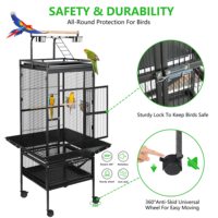 Grande cage à oiseaux roulante avec bols d'alimentation, escaliers de jeu et plateau amovible sans danger pour les perroquets et les petits oiseaux