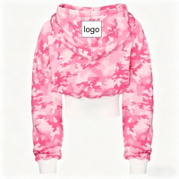 Ensemble sportif décontracté rose délavé avec logo personnalisable, style hip-hop, à capuche zippé, pantalon long ample taille haute, 100% coton