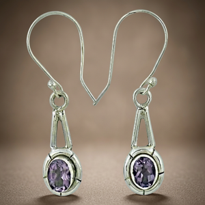 925artpalace 925 Sterling Silver <b>Fine</b> <b>Stud</b> <b>Earrings</b> Amethyst Energy Gemstone Jewelry - Product Image 2