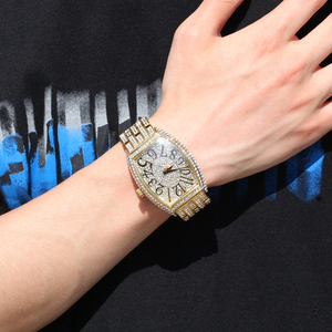 UWIN Hip Hop Golden Full Iced Out orologi Bling Bling Bling Unisex <span class=keywords><strong>orologio</strong></span> uomo <span class=keywords><strong>donna</strong></span> gioielli di lusso - Product Image 2