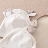 Bonnet en coton pour nouveau-né 0-3 mois, double couche, doux, pour le printemps et l'automne, mignon, décontracté, antibactérien, unisexe