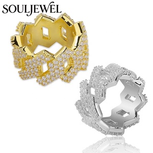 Anillo Cubano en Forma de Diamante Chapado en Oro Souljewel, Banda de Eternidad con Circonitas, Estilo Hip-Hop, Joyería Unisex para Regalo de Fiesta - Product Image 5