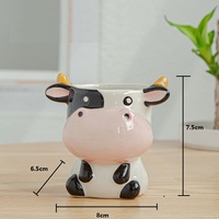 Pot de fleur Animal en céramique de Style nordique, dessin animé zèbre mouton tête de vache Mini Pot plantes succulentes bonsaï Pots décoration de la maison